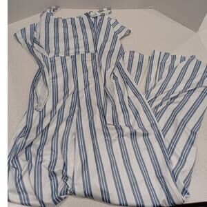 NEW Jumpsuits Blue White Striped Lined Blend Plus Size 3XL